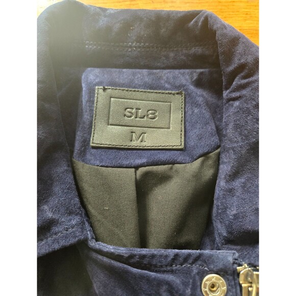 SL8 Women's Blue Suede Leather Moto Jacket Size Medium - Picture 6 of 8